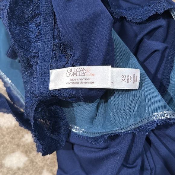 Gilligan & O'Malley Women's Chemise with Lace Nighttime Blue. Size XS NWT - Picture 6 of 7
